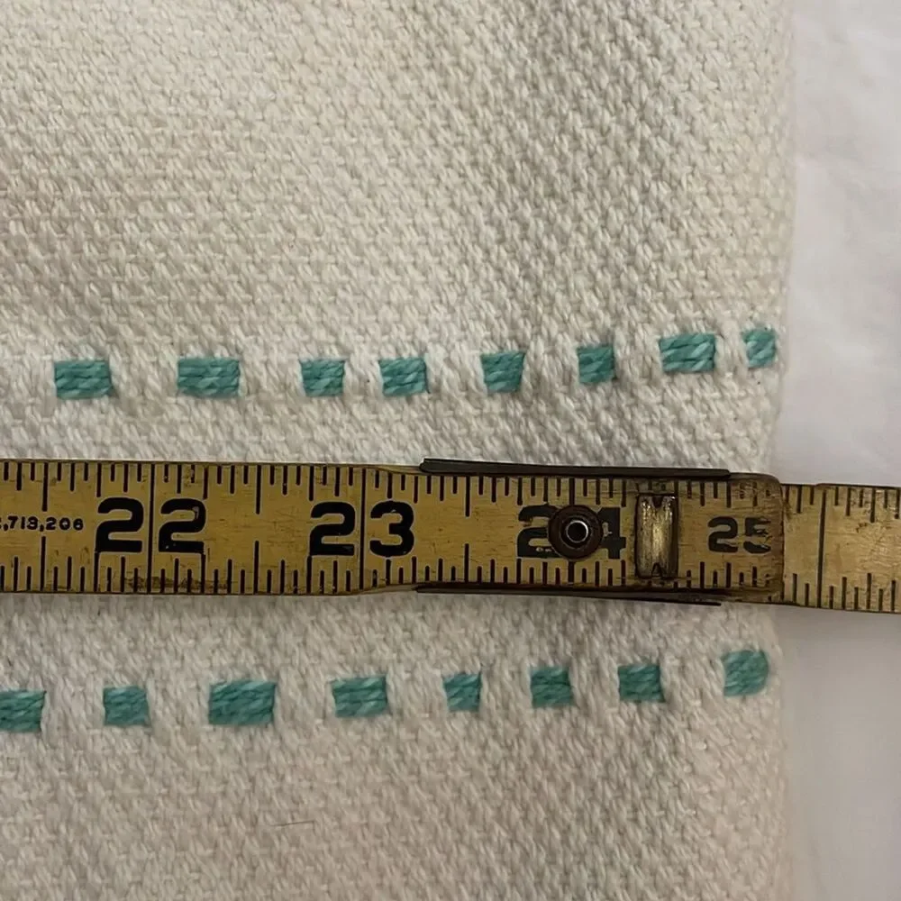 Lauren Ralph Lauren White Cotton Lumbar Pillow Cover 14x25 Blue Green Accents